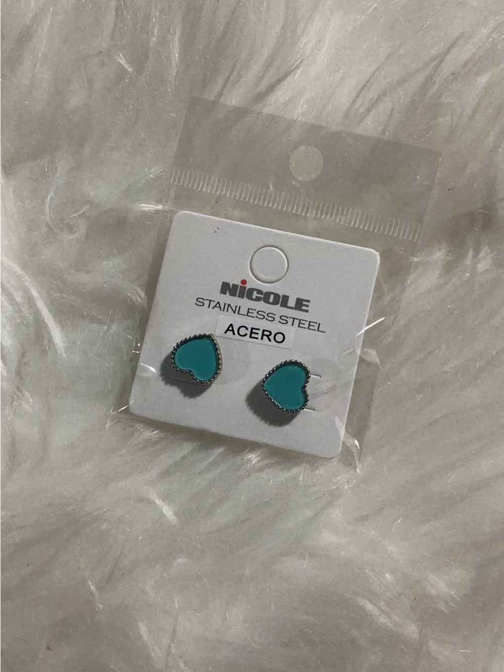 Nicole Kids Heart Stud Earrings - Teal Blue